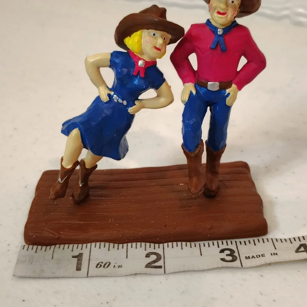 Vintage 1995 Wilton Cake Topper Country Western Theme Line Dancing Couple Cowboy